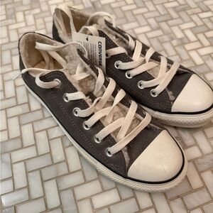 Converse Gray and White Suede Sneakers with sherpa lining